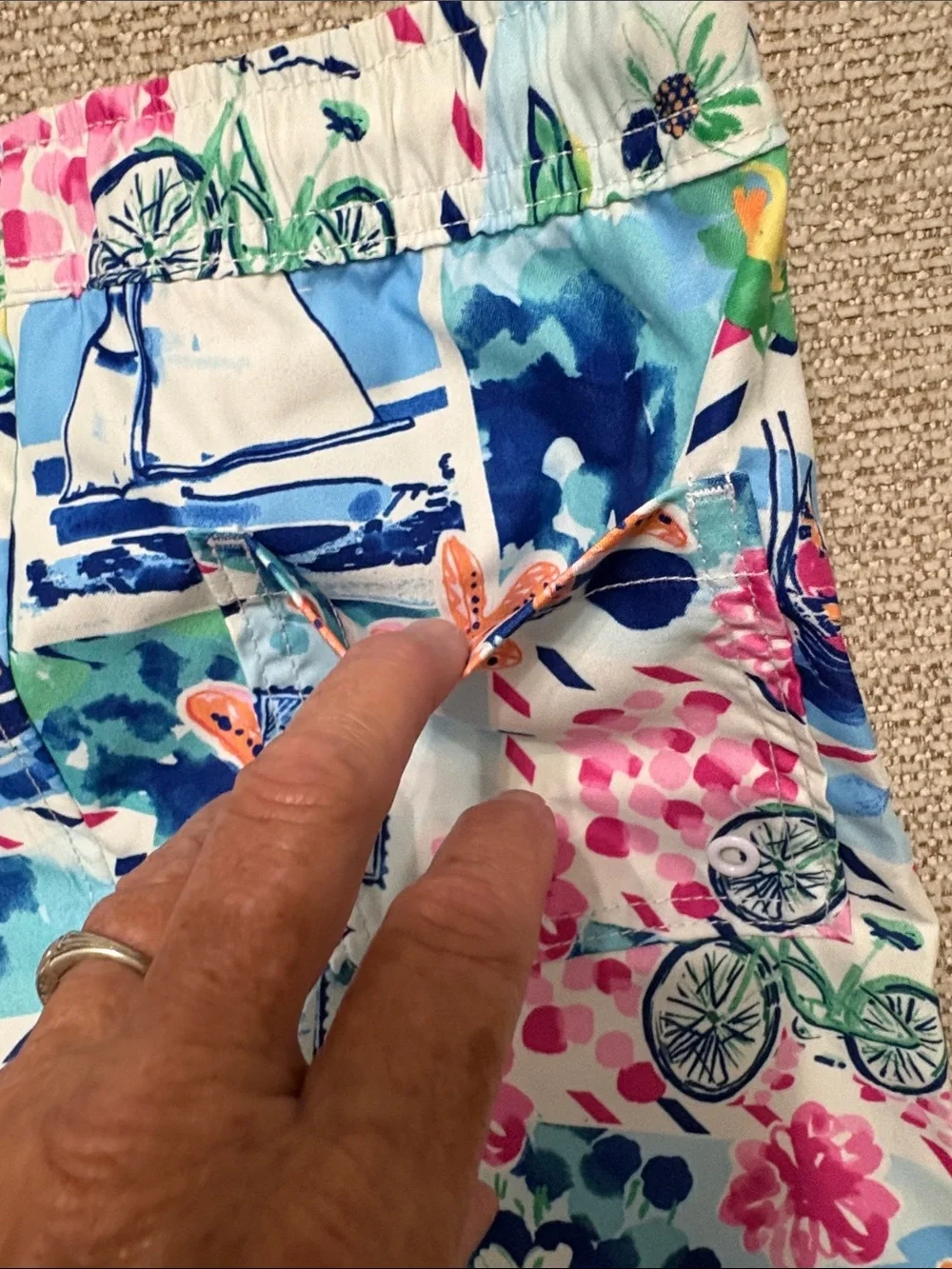 Gymboree Royal Blue Aqua & White Kids Rash Guard Set Floral Starfish Boardshorts